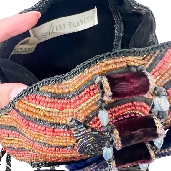 NWT VINTAGE MARY FRANCES Motif Butterfly Beaded Multicolor Round Shoulder Bag - Picture 6 of 8